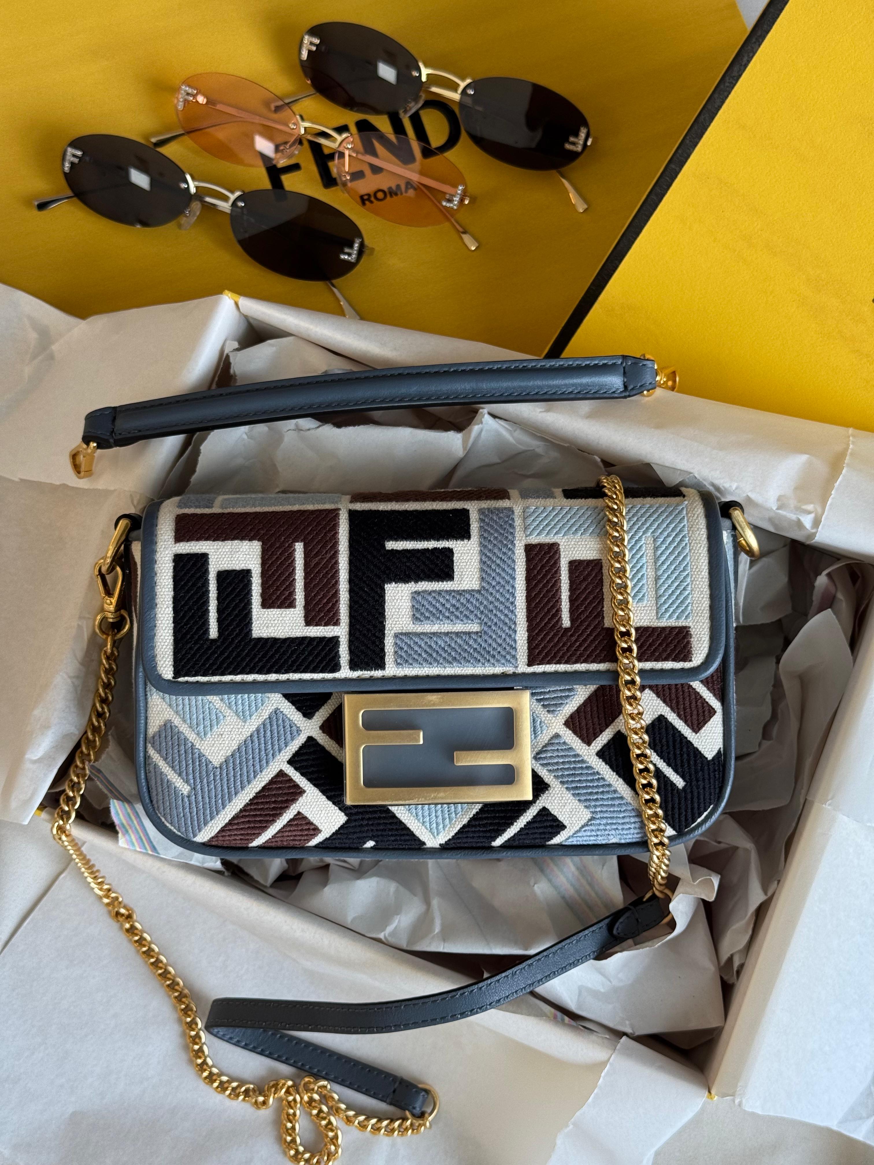 Fendi mini baguette FF-motif clutch