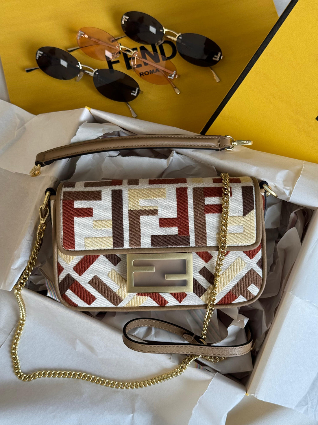 Fendi mini baguette FF-motif clutch