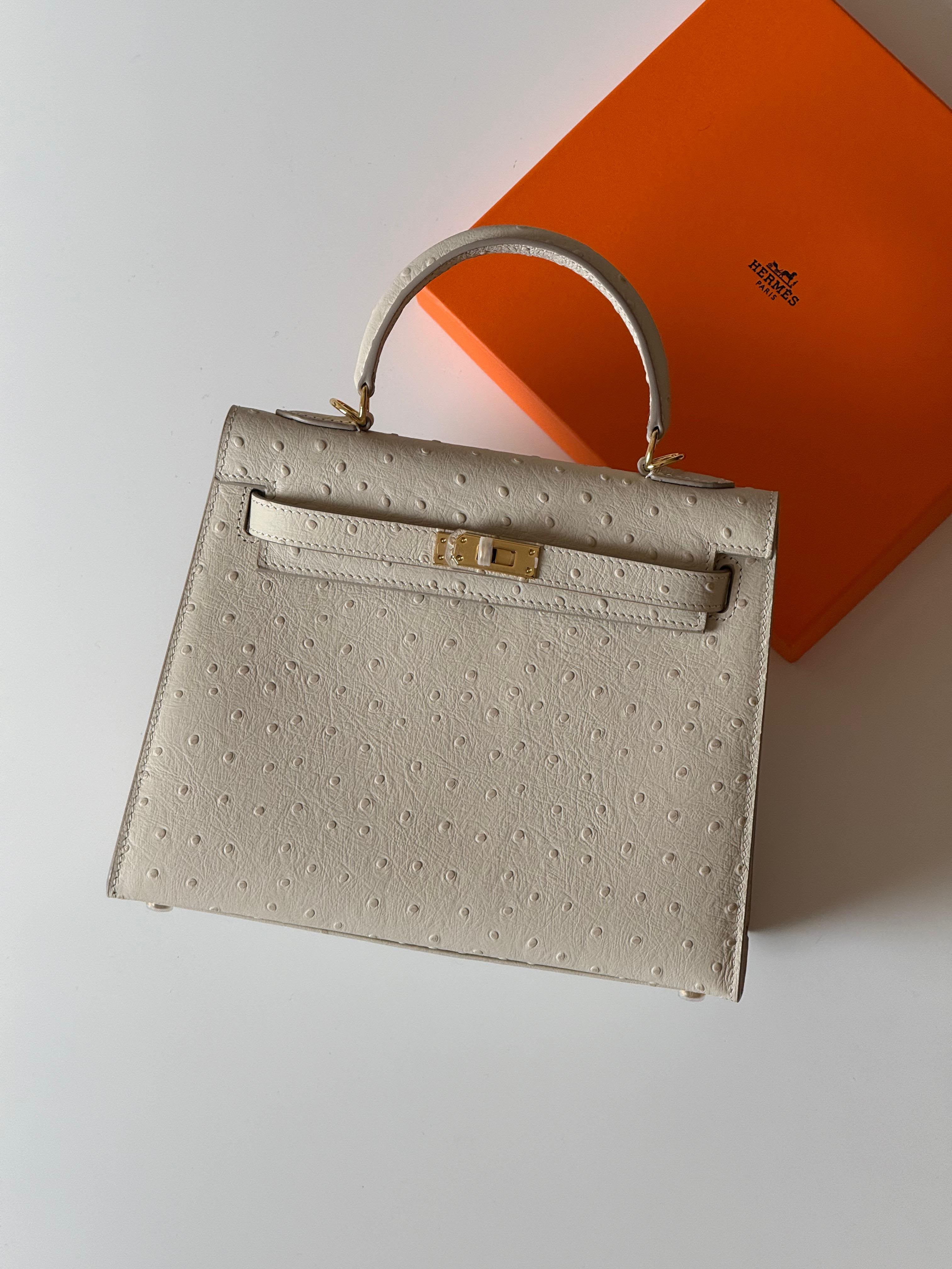 Hermes Kelly Ostrich 25cm