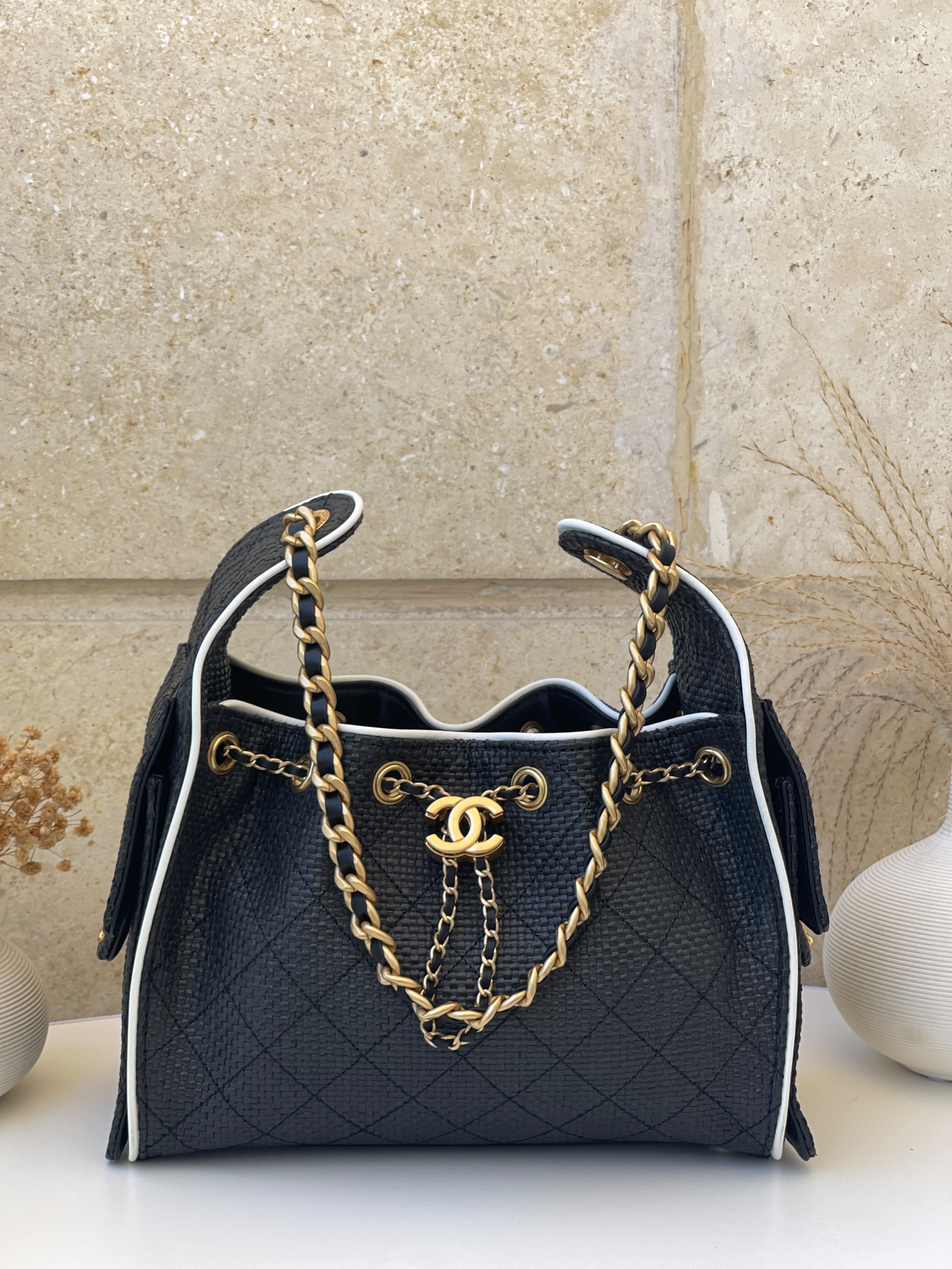 Chanel 25 Braided Raffia Calfskin 25cm