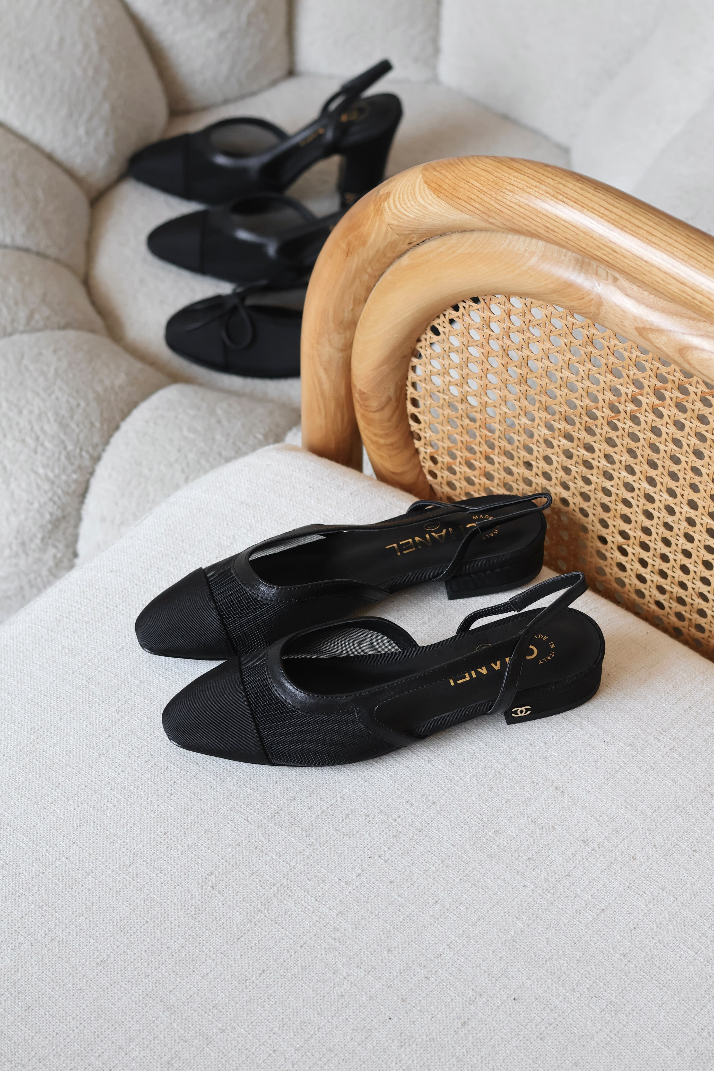 Chanel Slingback Flats Grosgrain