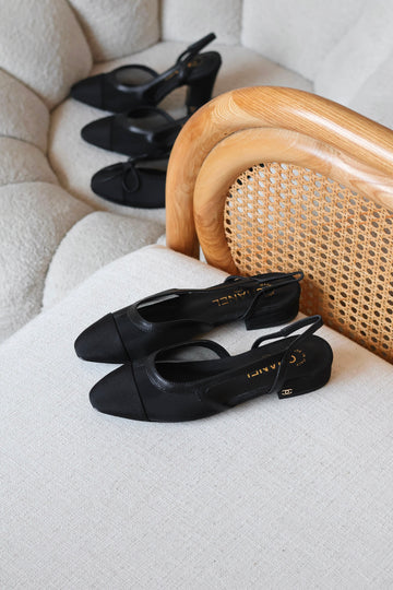 Chanel Slingback Flats Grosgrain