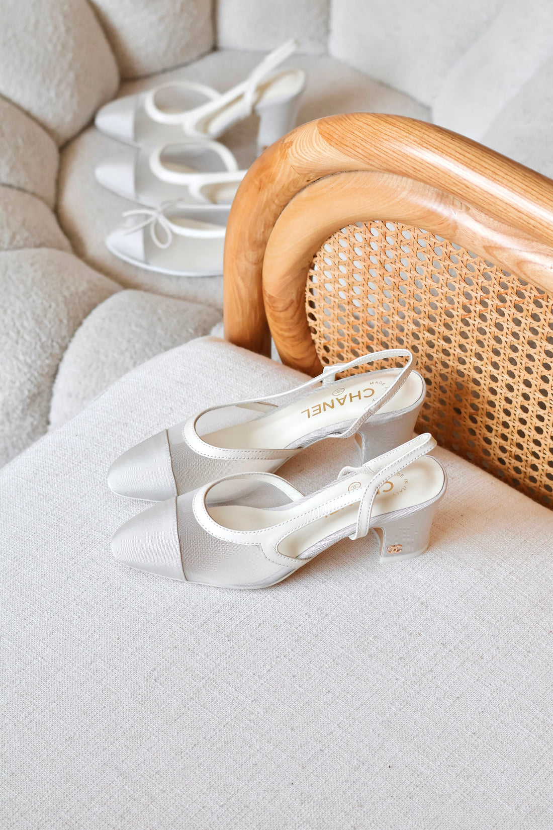 Chanel Mesh Grosgrain Slingbacks