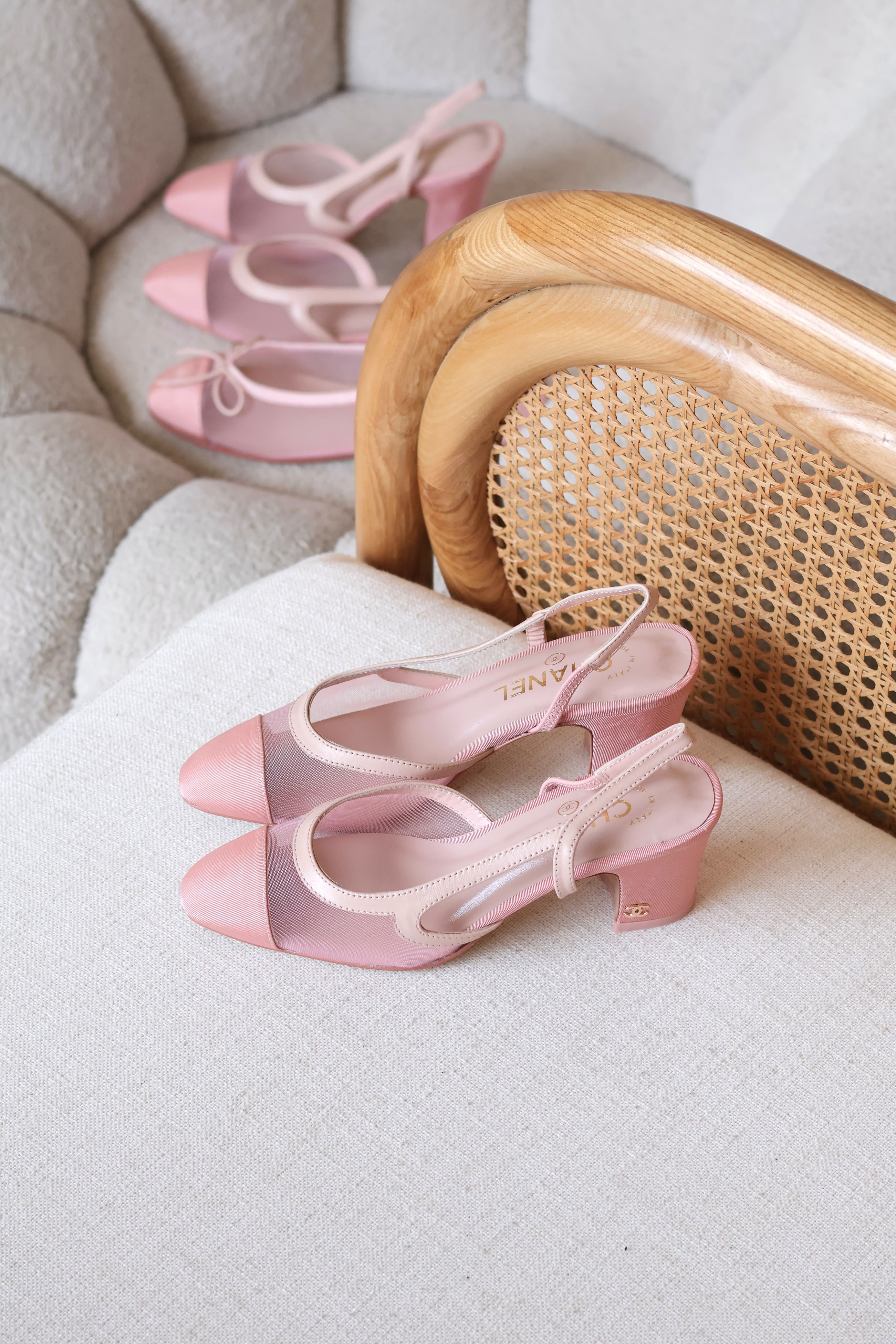 Chanel Mesh Grosgrain Slingbacks