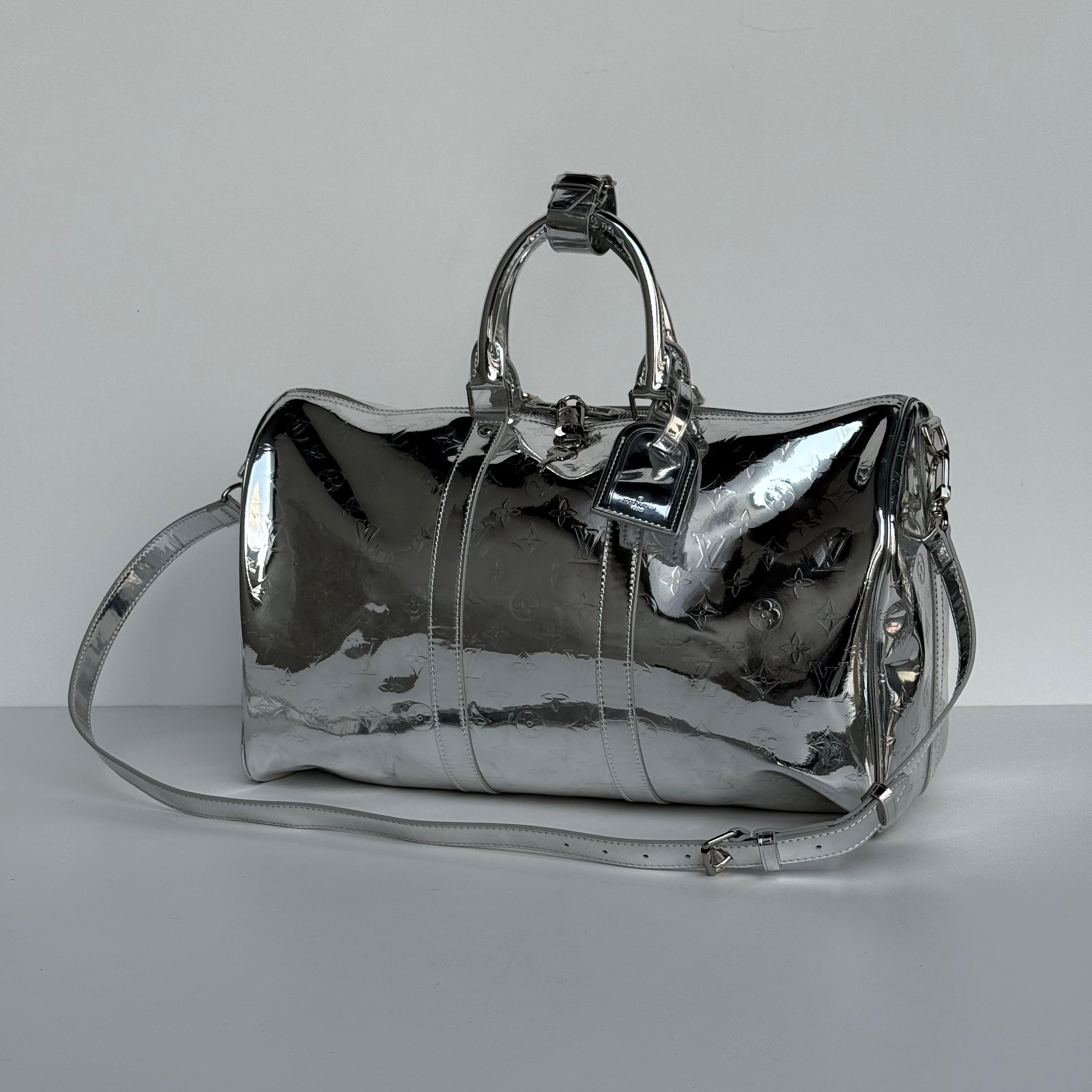 Louis Vuitton Keepall Bandouliere 50 Monogram Mirror Silver