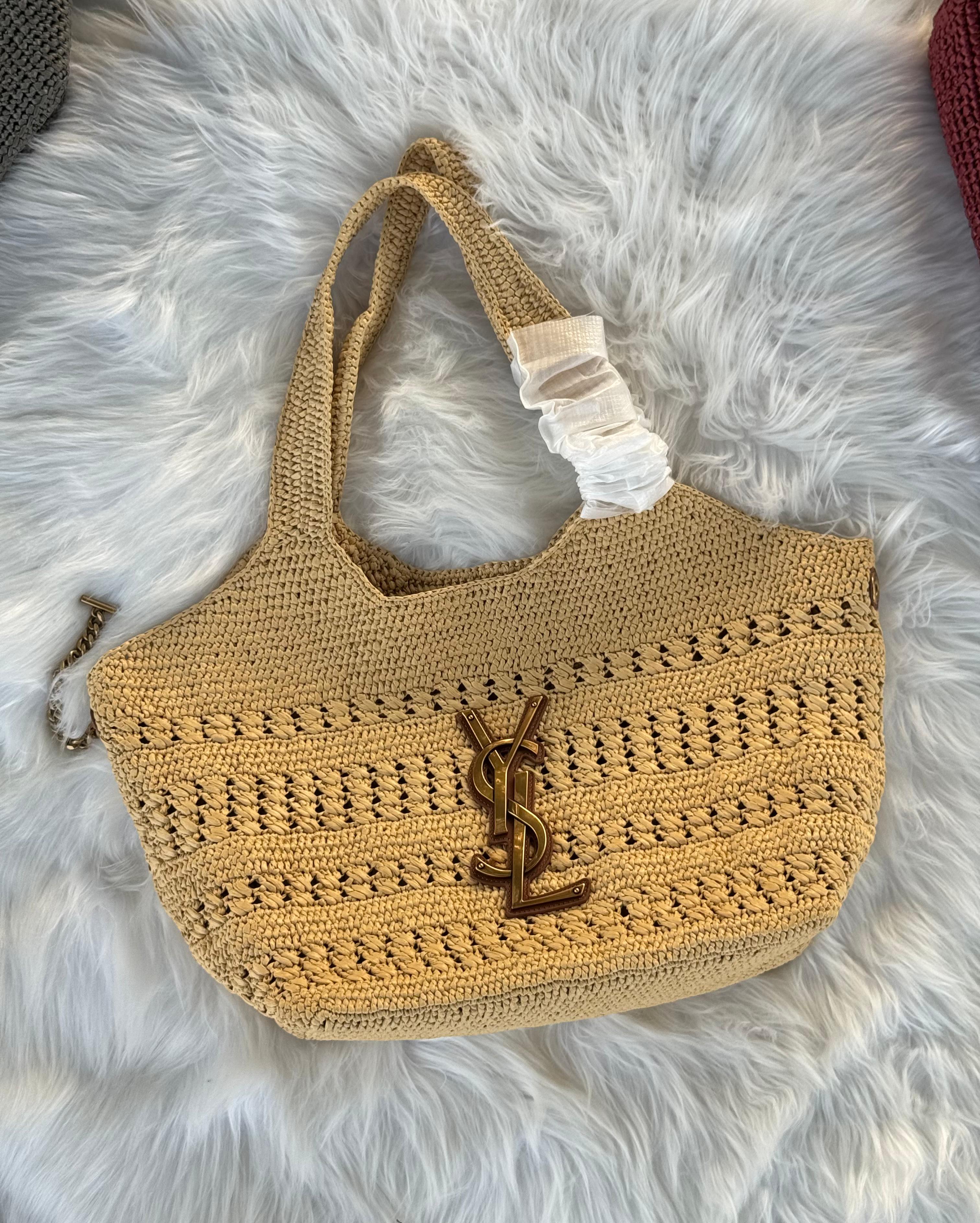 YSL Icare Medium Bag Raffia