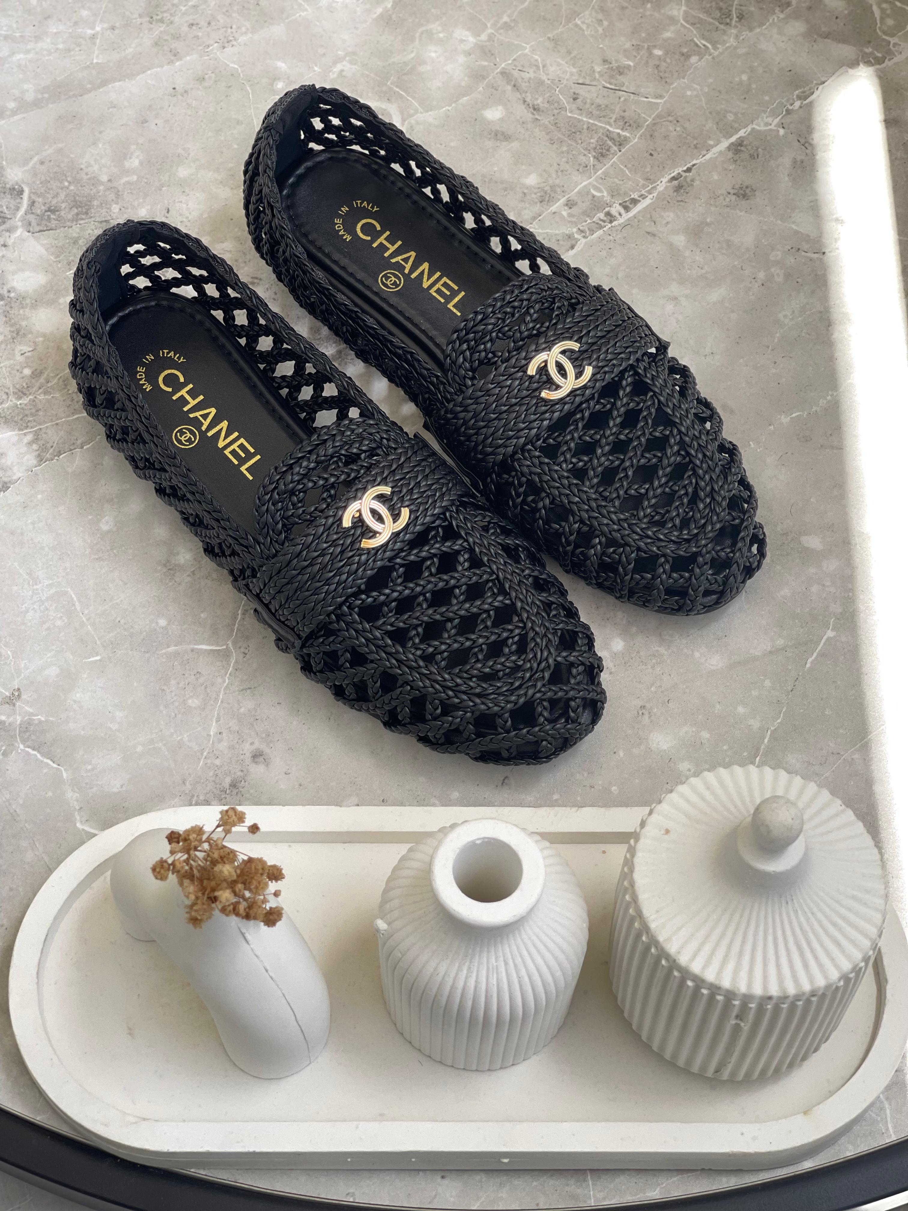 Chanel Woven CC Logo Loafers