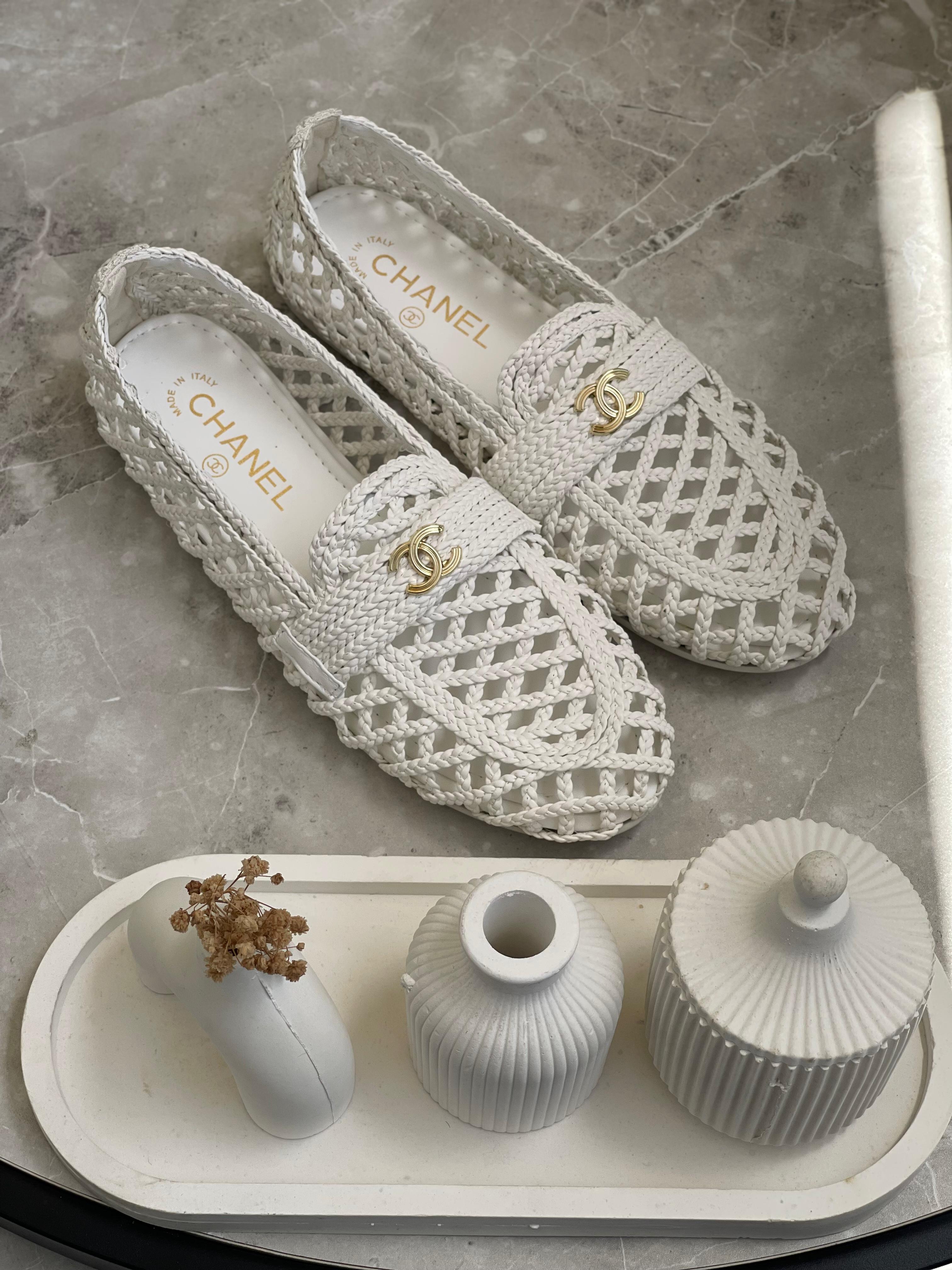 Chanel Woven CC Logo Loafers
