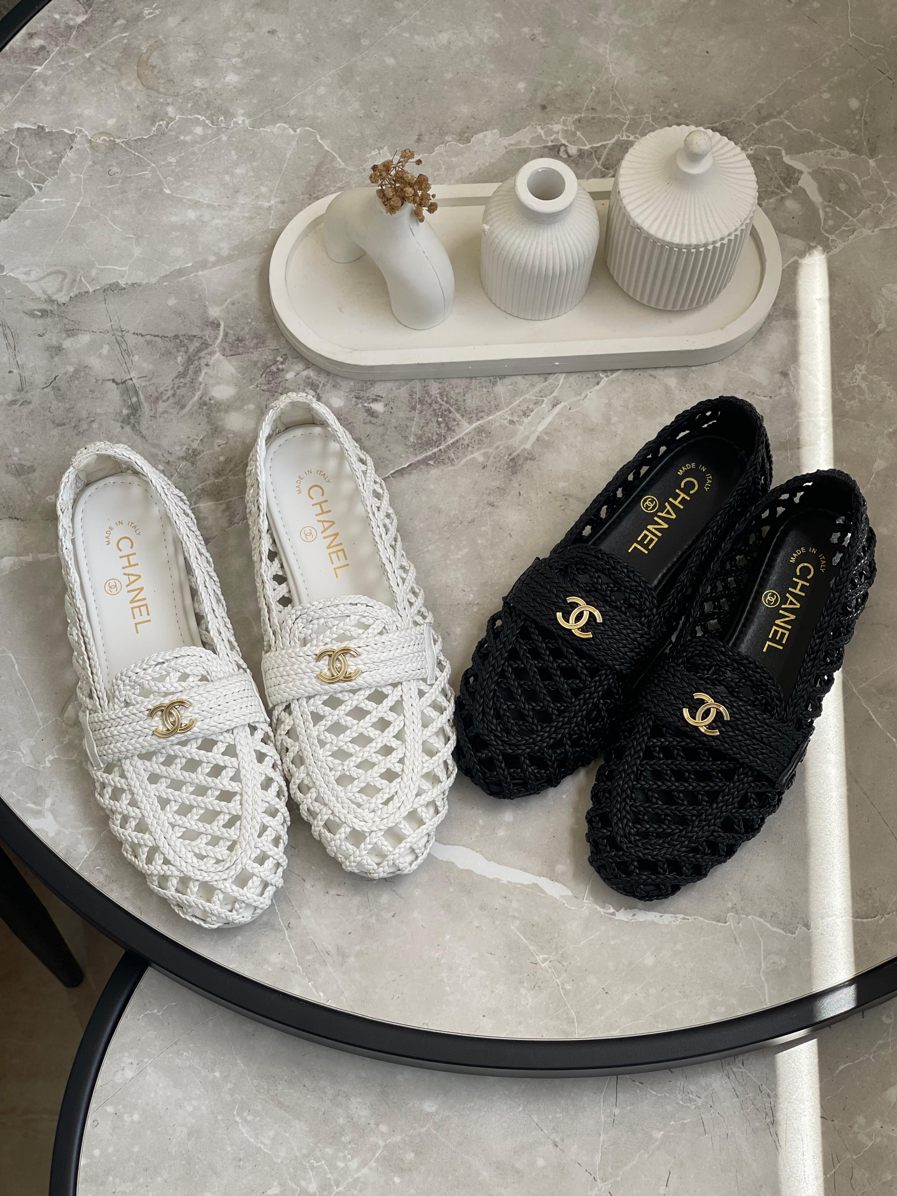 Chanel Woven CC Logo Loafers