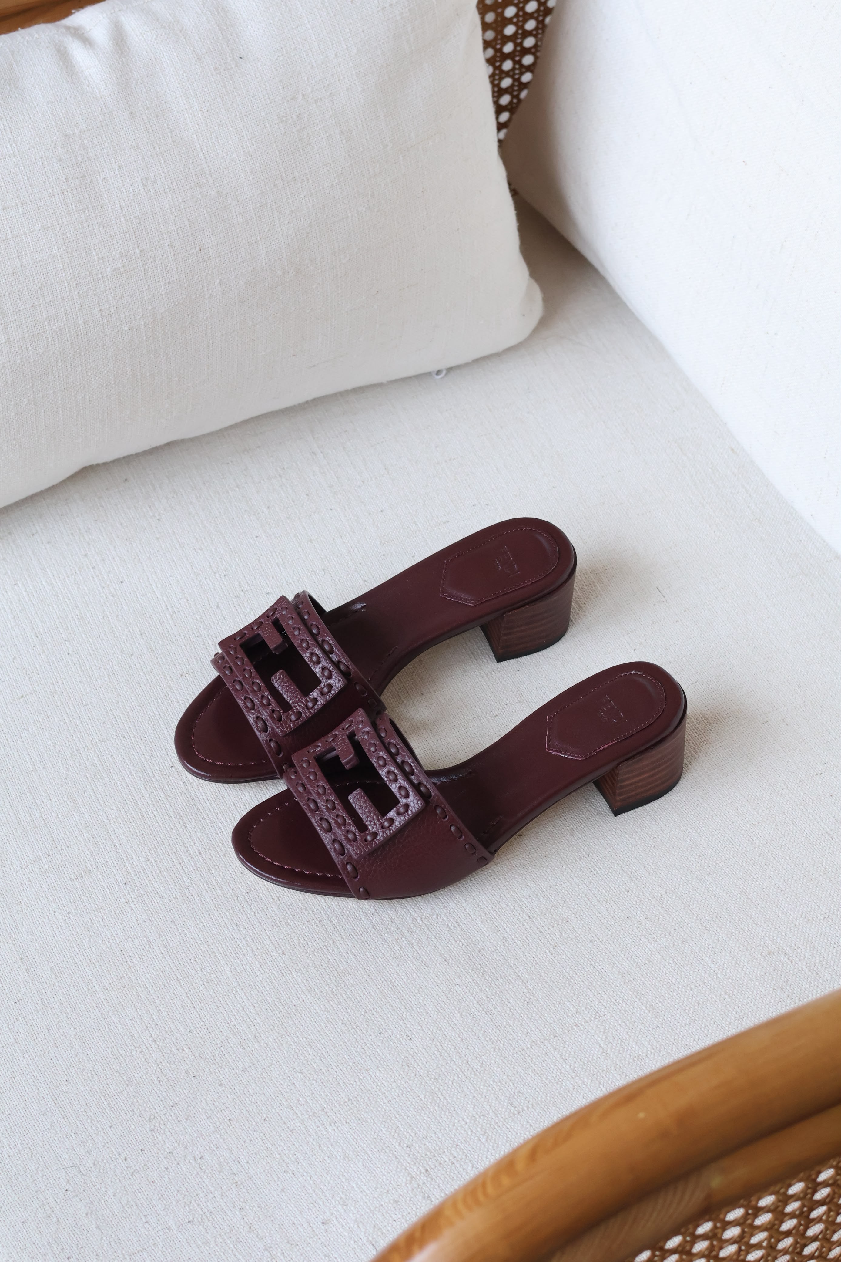 Fendi Baquette Medium Heeled Slide Sandal