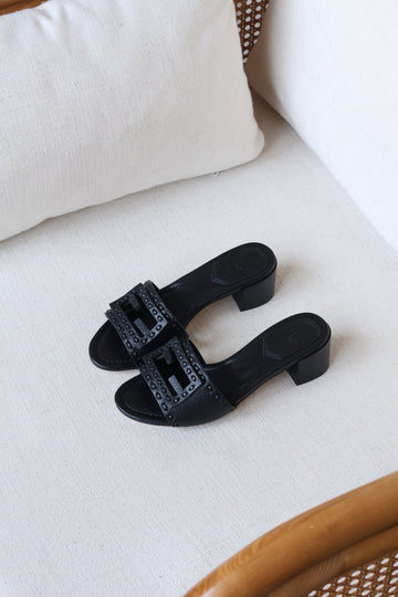 Fendi Baquette Medium Heeled Slide Sandal
