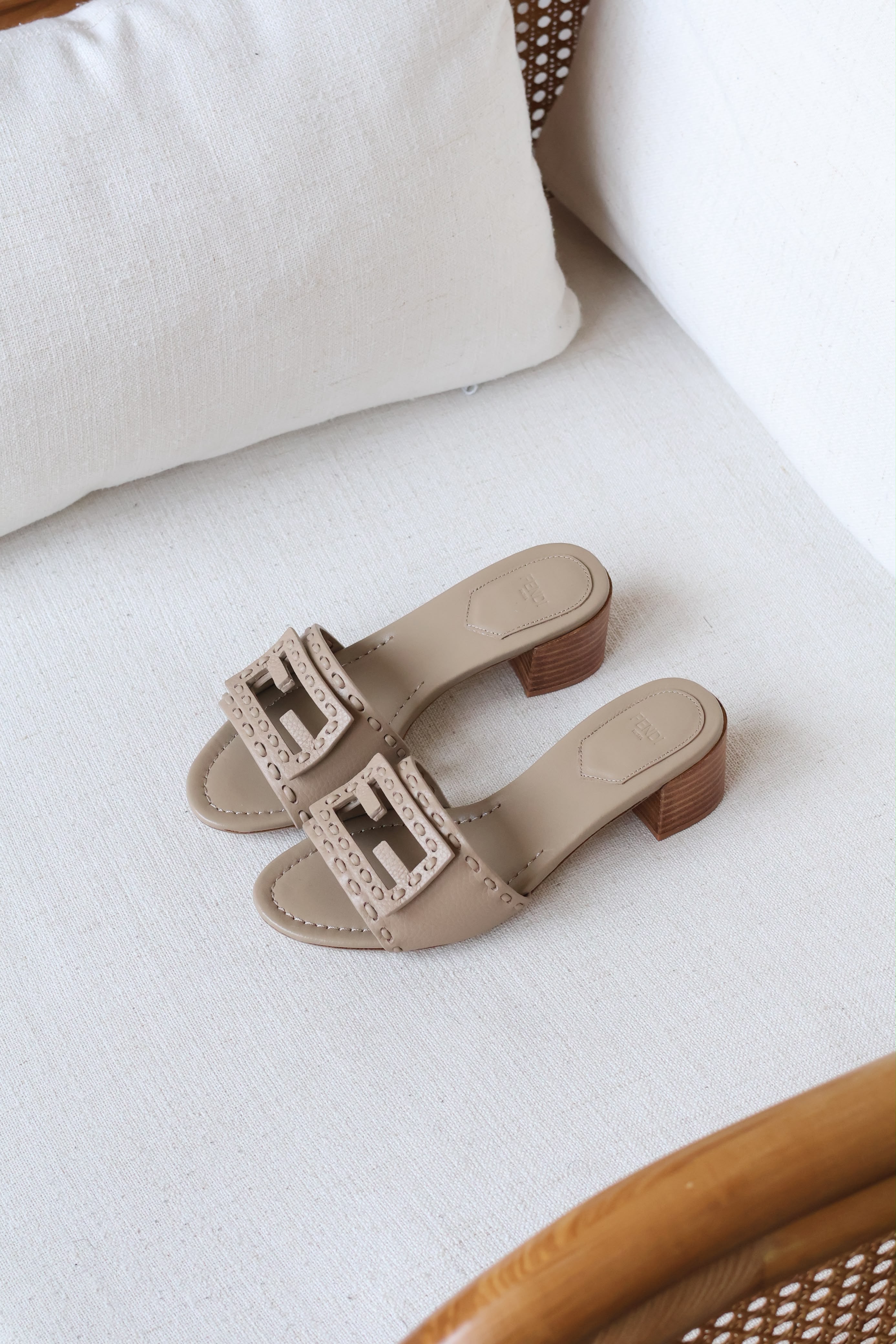 Fendi Baquette Medium Heeled Slide Sandal