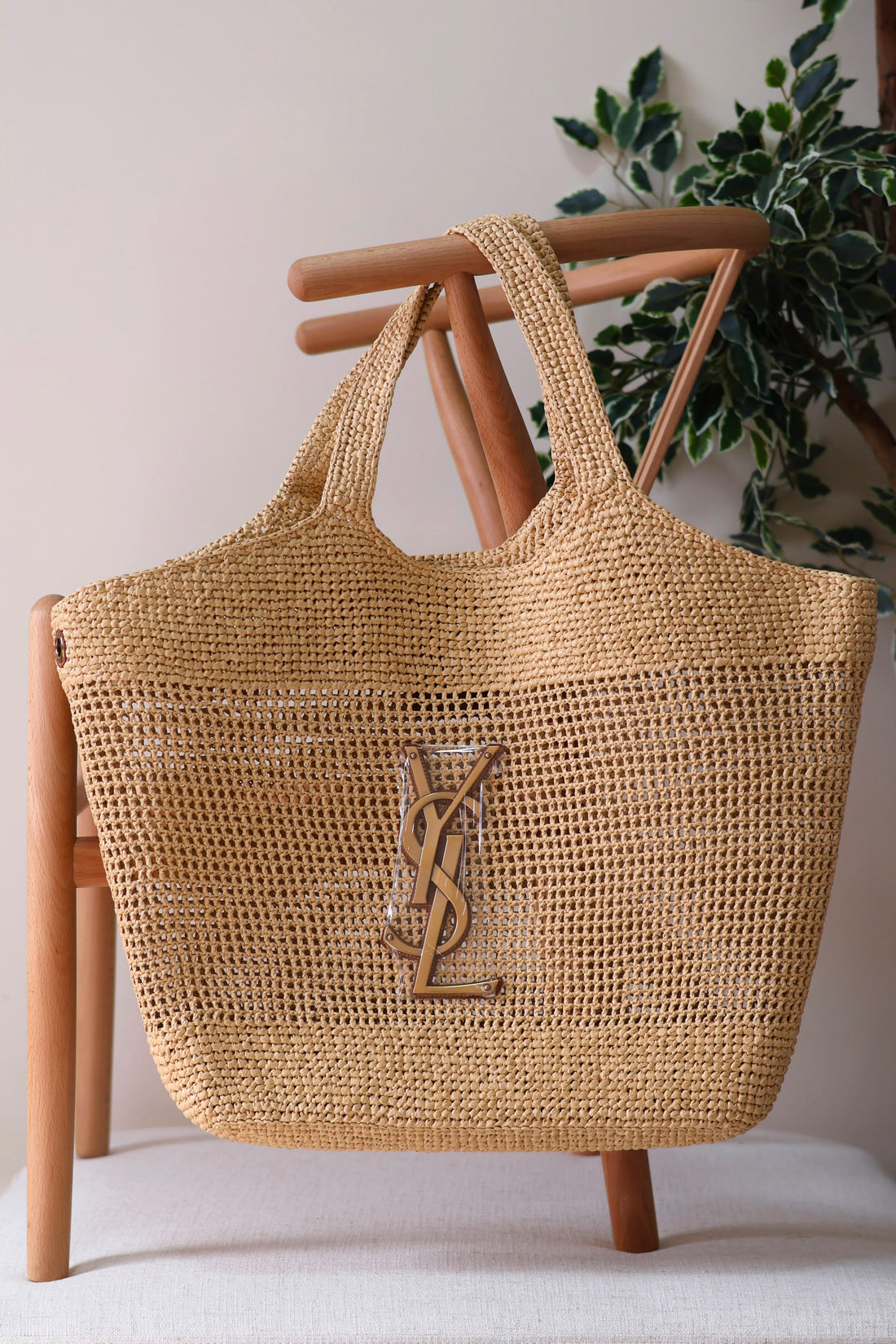 YSL Icare Tote Bag in Raffia
