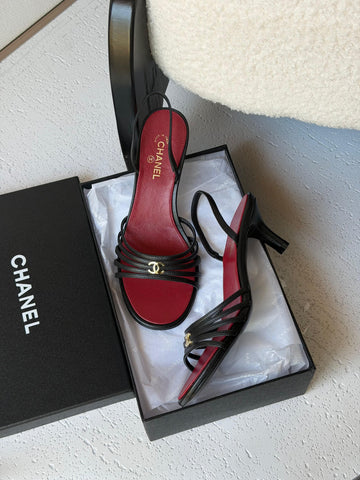 Chanel Strappy Slinbacks Sandal With Kitten Heel