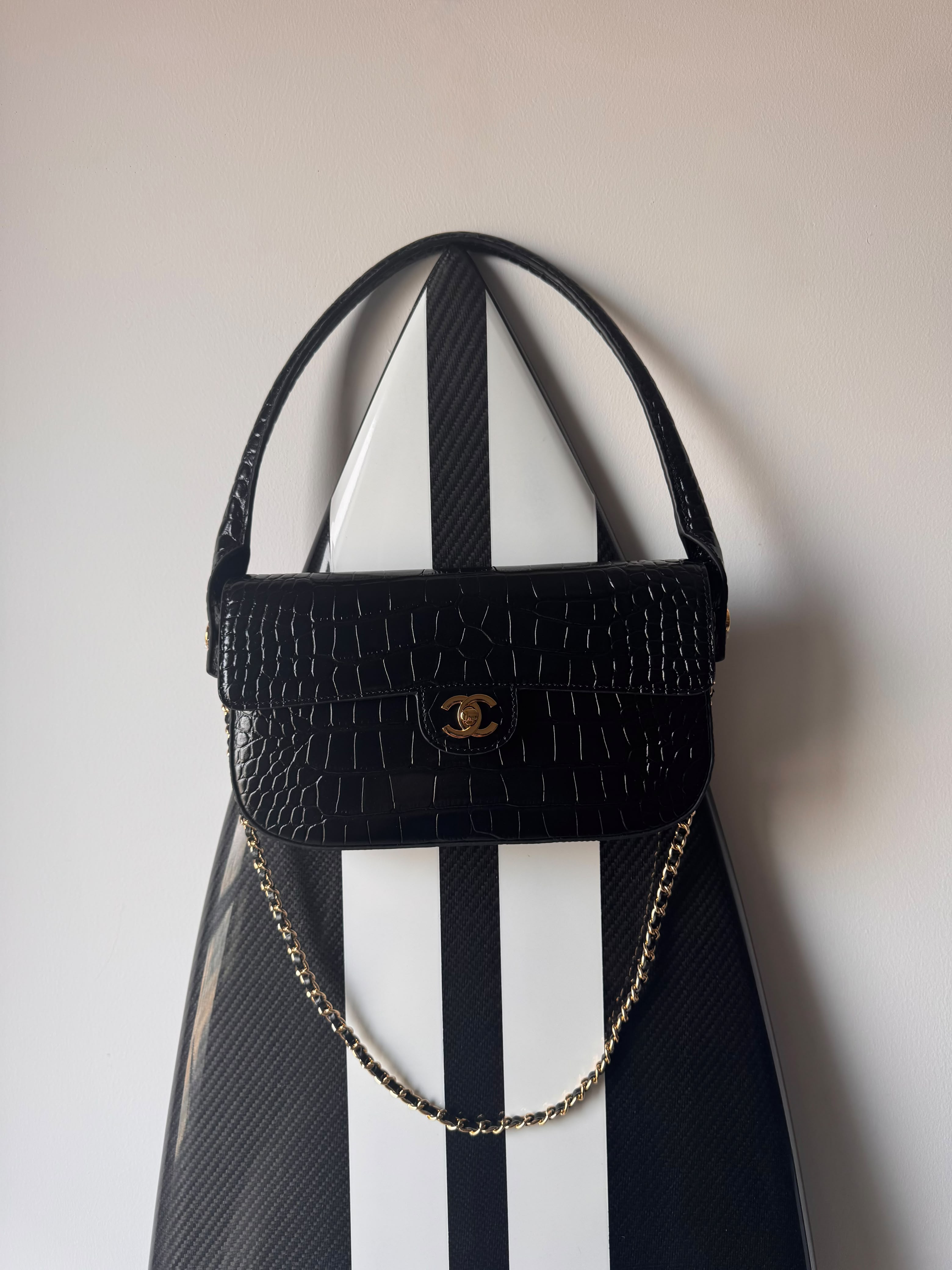 Chanel Crocodile Embossed Barrel 25cm