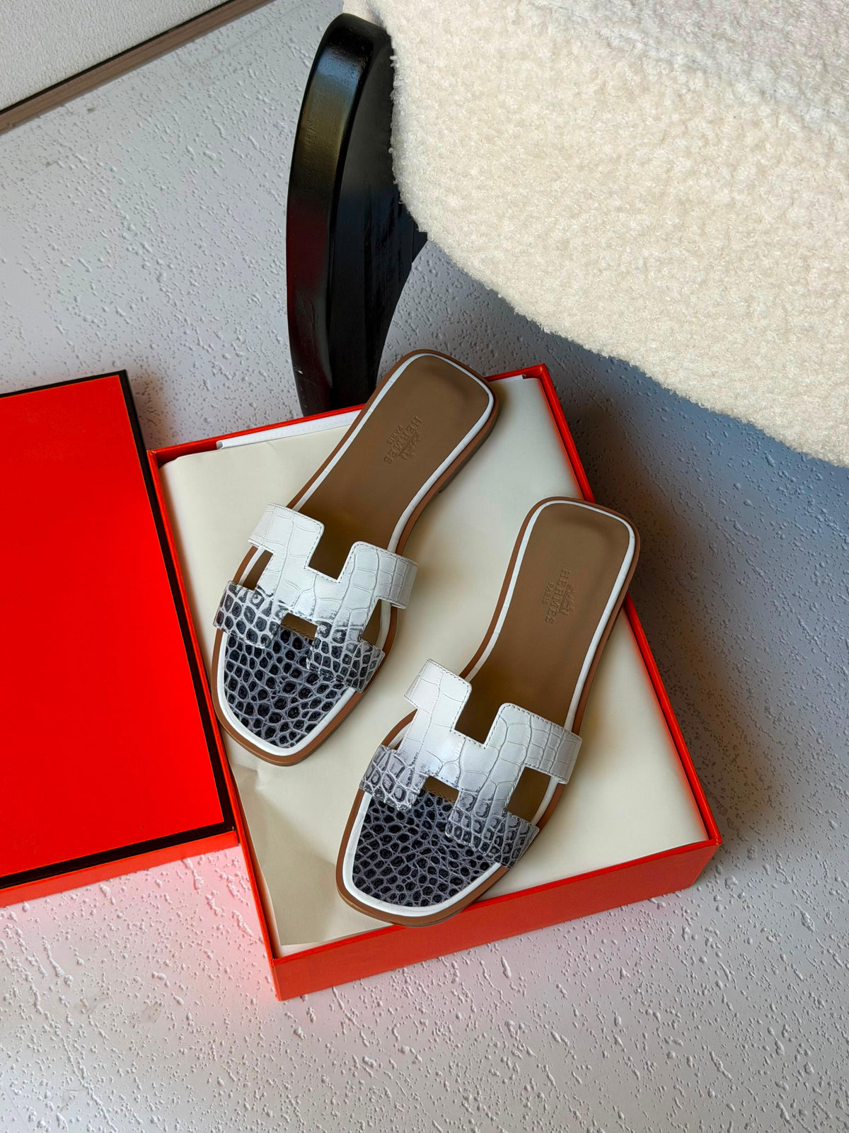 Hermes Oran Sandals Crocodile