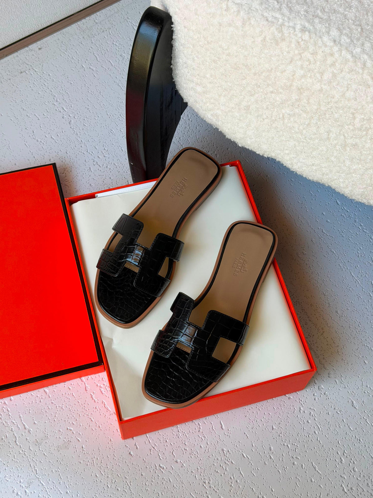 Hermes Oran Sandals Crocodile